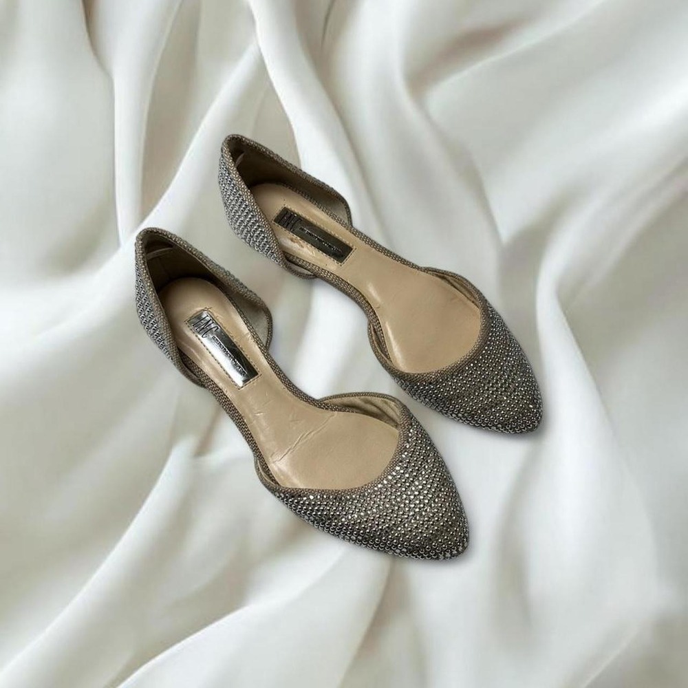 INC International Concepts Crescente D'Orsay rhinestone flats silver y2k fairy